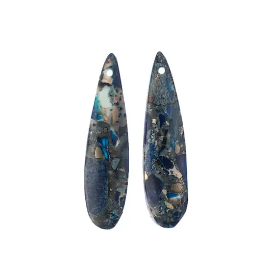 John Bead Earth&rsquo;s Jewels Imperial Jasper Teardrop Pendant Slices, 2ct. Blue {3}