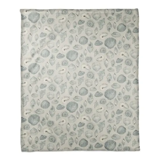 Blue Multicolor Shell Coral Fleece Blanket Gray {1}
