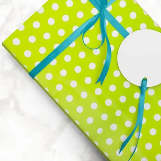 JAM Paper Polka Dot Gift Wrap Lime Green and White {7}