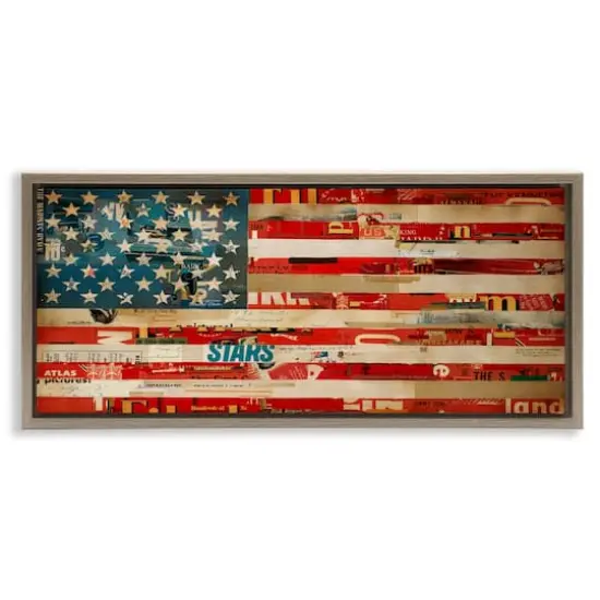 Stupell Industries Patriotic Collaged Flag Floater Framed Art Brown {1}