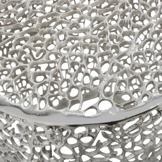 19" Silver Aluminum Abstract Coral Accent Table {4}