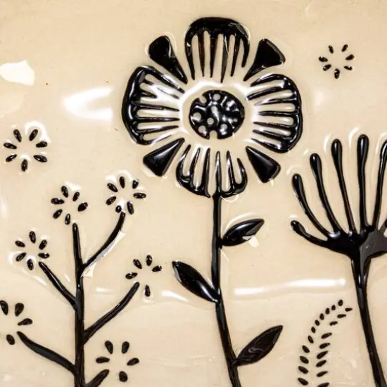 Hello Honey&reg; 5.5" Cream & Black Floral Stoneware Dish, 4ct. {5}