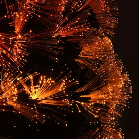 6ft. Fiber Optic Candy Corn Color Lights Black Artificial Halloween Tree {6}