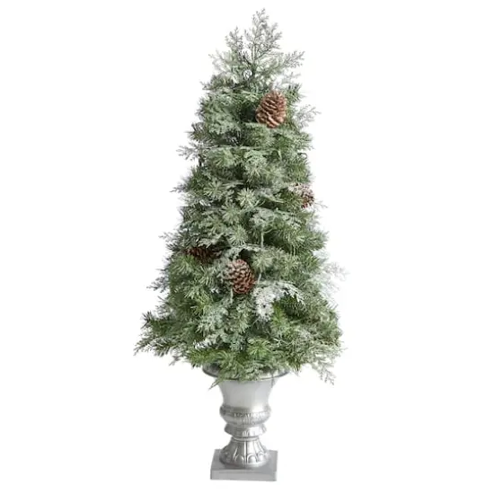 4ft. Pre-Lit English Pine Artificial Christmas Tree, Warm White LED Lights {4}