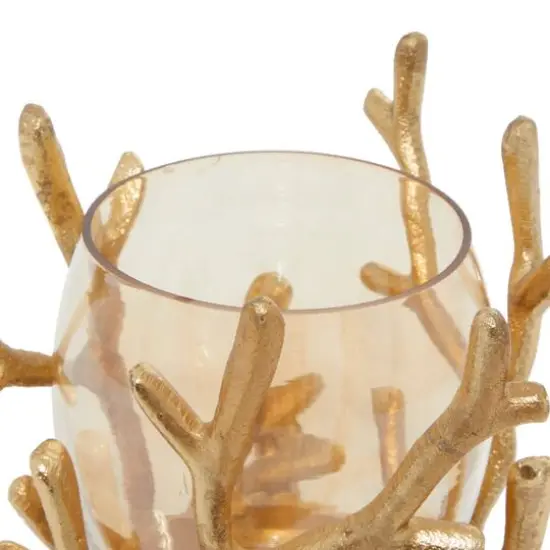 Gold Aluminum Coastal Candle Holder, 6" x 5" x 5" {5}