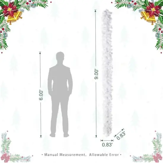 Glitzhome&reg; 9ft Pre-Lit Snow Flocked White Pine Christmas Garland with Timer {9}