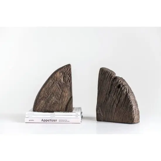 Hello Honey&reg; Found Wood Wheel Cog Bookends Set {4}