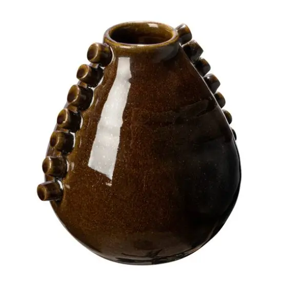 Hello Honey&reg; 7" Brown Terra Cotta Vase with Hobnails {1}