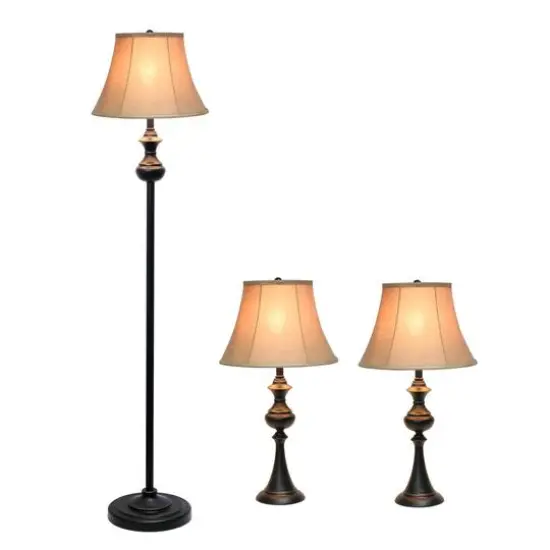 Lalia Home 3-Piece Restoration Bronze Lamp Set {3}