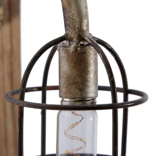 15" Brown Iron Industrial LED Wall Sconce {6}