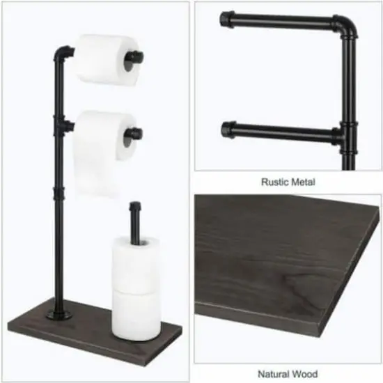 Black Commercial Toilet Paper Holder with Shelf {4}