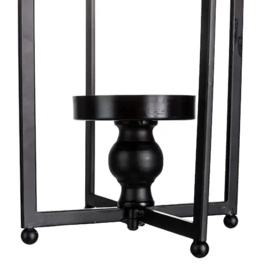 22" Modern Farmhouse Black Metal Candle Lantern Set {6}