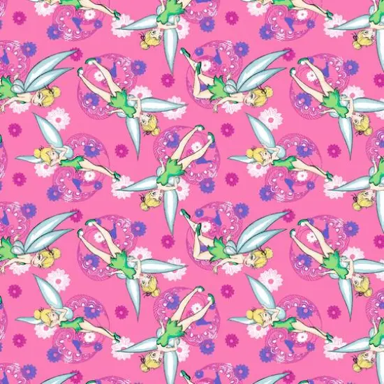 Disney&reg; Tink Fashion Pink Tinkerbell Allover Cotton Fabric {1}