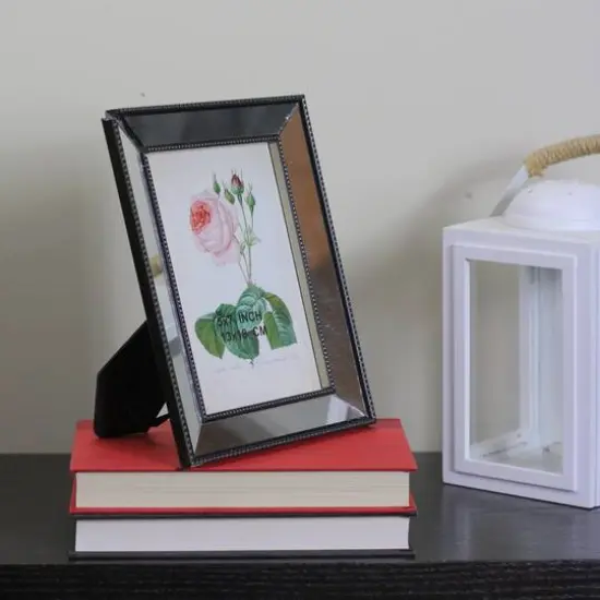 Silver Studded Glass Mirror Encased Photo Picture Frame, 5" x 7" {7}