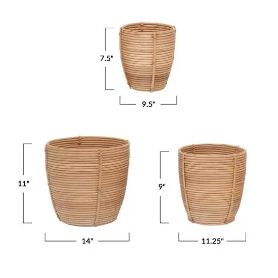 Hello Honey&reg; Hand Woven Rattan Basket Set {3}