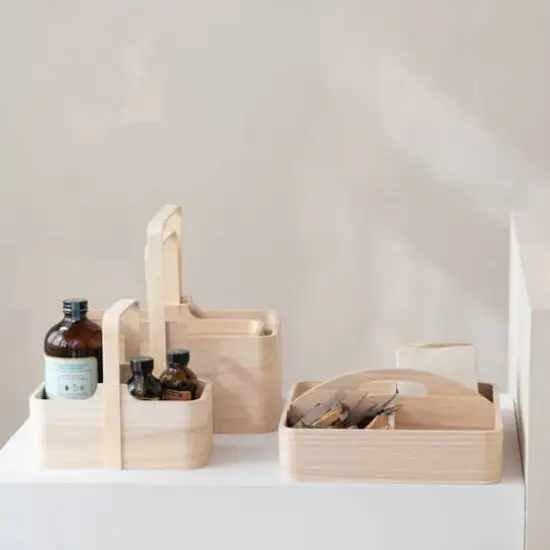 Hello Honey&reg; 9.75" Natural Quartet Sectional Paulownia Wood Organizer {4}