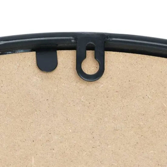 Hello Honey&reg; Modern Round Metal Framed Wall Mirror with Shelf {7}