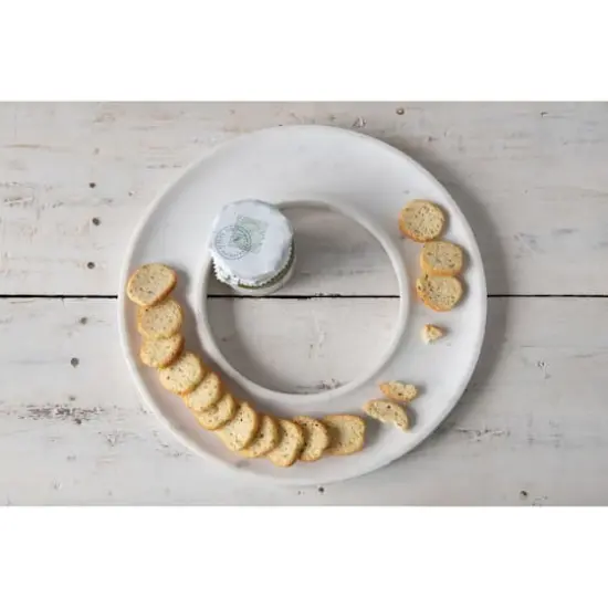 Hello Honey&reg; 13" White Marble Circle Cracker & Cheese Tray {3}