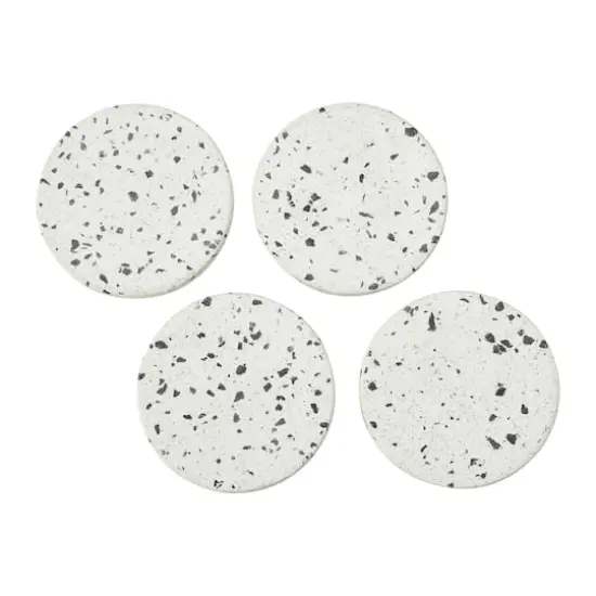 Hello Honey&reg; White Round Terrazzo Coaster Set {1}