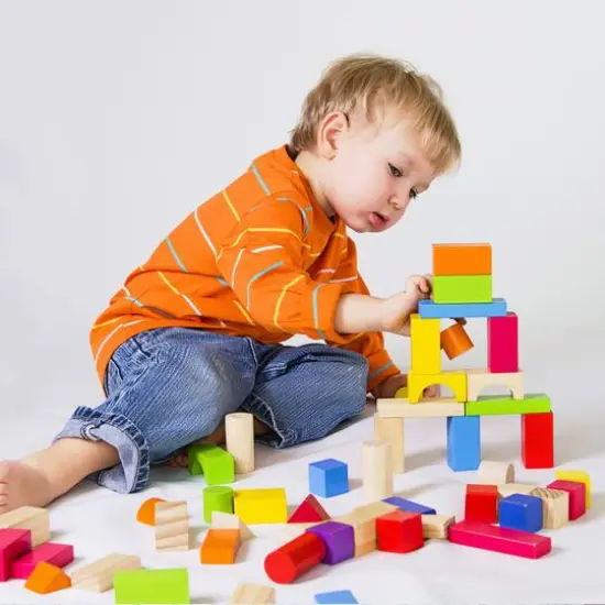 Toy Time Wooden Blocks Classic Building Set with Storage Bag {8}