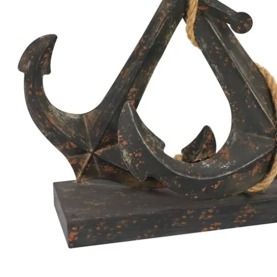 16" Black Metal Anchor Sculpture {7}