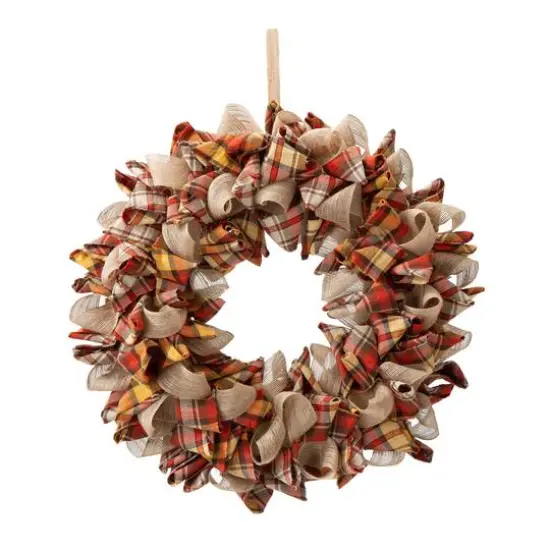 Glitzhome&reg; 18.5" Fall Plaid Fabric Wreath {1}