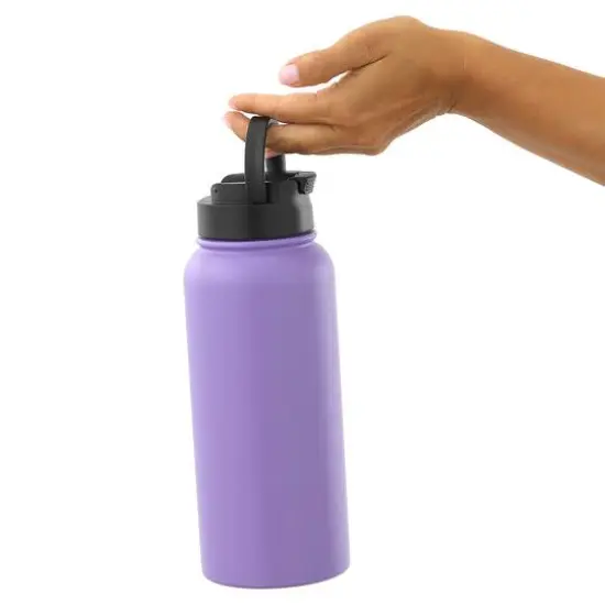 JoyJolt&reg; 32oz. Vacuum Insulated Water Bottle With Flip Lid & Sport Straw Lid Purple {8}
