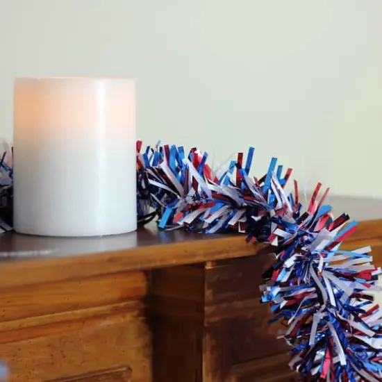 12ft. Red, White & Blue Wide Cut Patriotic Tinsel Garland {4}