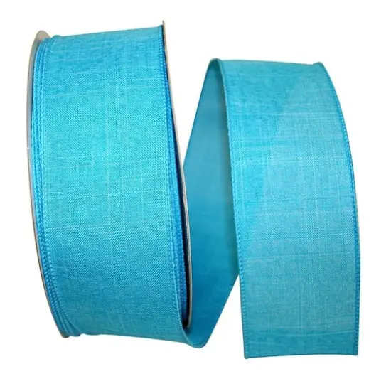 JAM Paper 2.5" x 50yd. Linen Wired Ribbon Turquoise {1}