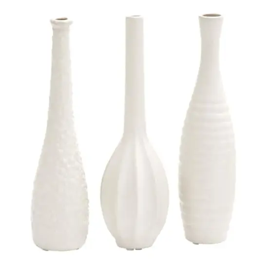 CosmoLiving by Cosmopolitan White Stoneware Modern Vase Set {1}