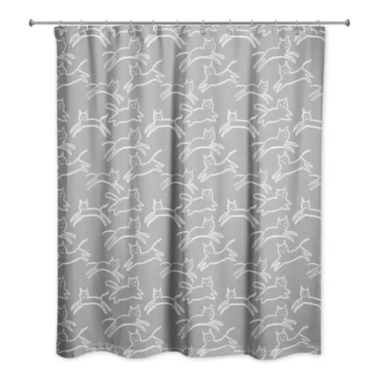 Kitty Shower Curtain Gray {1}