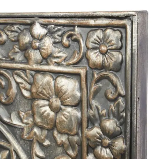 Silver Metal Rustic Floral Wall Decoration {5}
