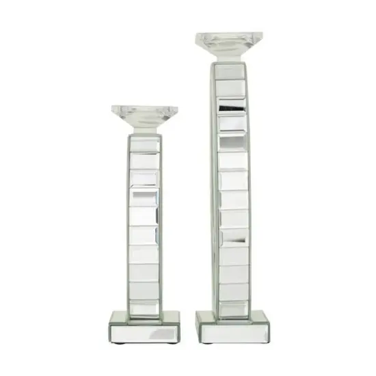 Set of 2 Clear MDF Glam Candle Holder, 17" x 6" x 4" {3}