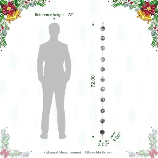 Glitzhome&reg; 6ft. Black & White Plaid Fabric Garland, 2ct. {9}