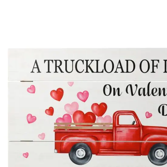 Glitzhome&reg; 24" Wooden Valentine's Truck Wall Sign {6}