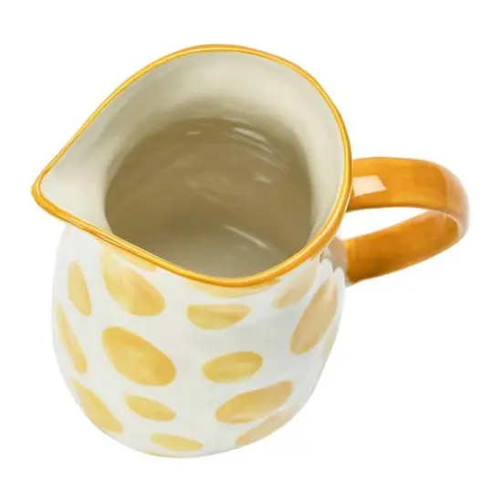 Hello Honey&reg; 8.2" White & Yellow Stoneware Pitcher {5}