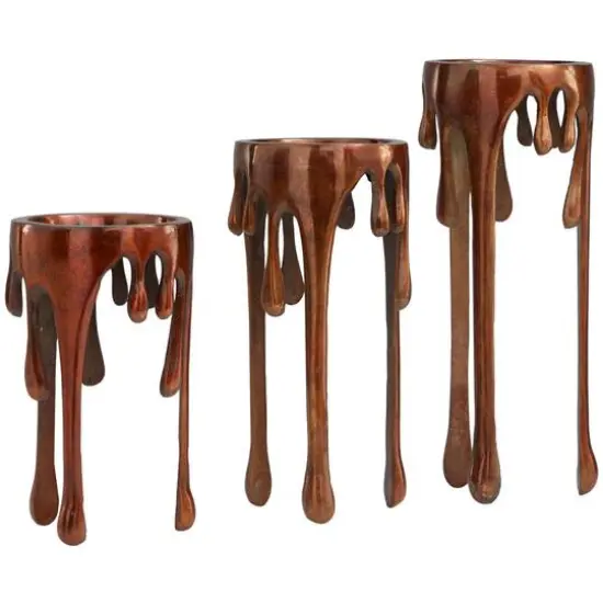 Copper Metal Pillar Candle Holder with Dripping Legs Set {3}