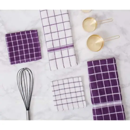 DII&reg; Eggplant Combo Windowpane Dishcloths, 6ct. {5}