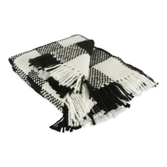 DII&reg; Black & White Check Acrylic Woven Throw {1}