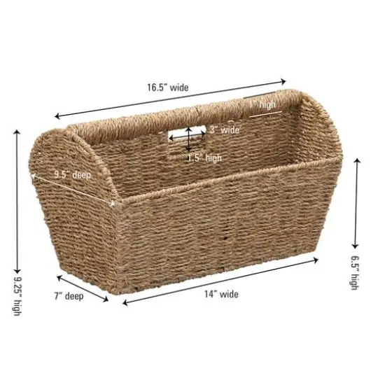 Household Essentials 16.5" Wide Seagrass Rectangular Woven Magazine Rack {4}