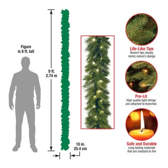 9ft. Pre-Lit Winchester Pine Garland, Clear Lights {5}