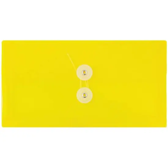 JAM Paper #10 Plastic Envelopes with Button & String Tie Closure, 12ct. Yellow {1}