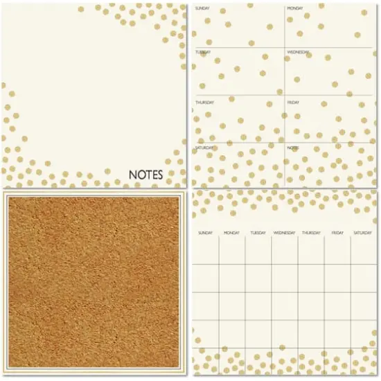 WallPops Gold Confetti Dry Erase Calendar & Corkboard Set {1}