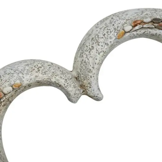 16" Gray Fiberglass Planter with Stone Mosaic Design {5}