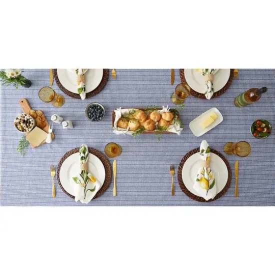 French Blue Farmhouse Gingham Tablecoth 70" Round {6}