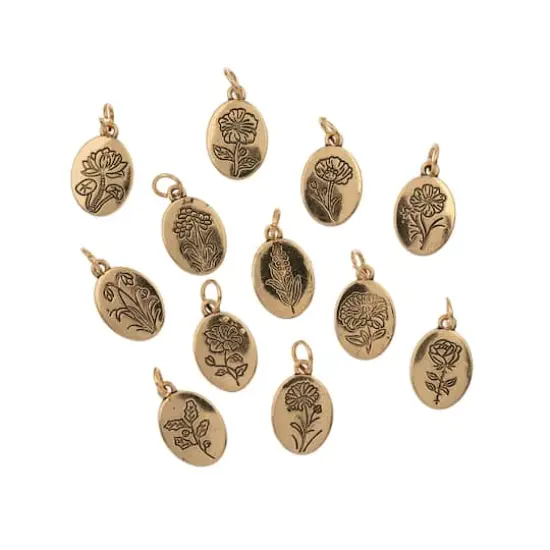 Crystal Lane DIY Gold Birth Flower Charms, 12ct. {1}