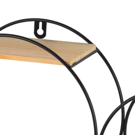 Black Wall Mounted 2-Tier Circular Floating Shelves {4}