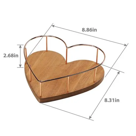 9" Heart Shaped Tray with Wooden Base {7}