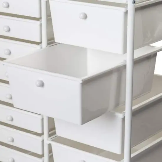 Honey Can Do White 15-Drawer Metal Rolling Storage Cart {6}