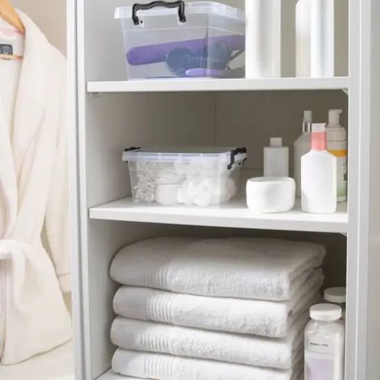 Simplify 1.75L Clear Stackable Storage Bin with Handle {6}